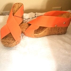 Charming Charlie apricot studded wedges! New 10